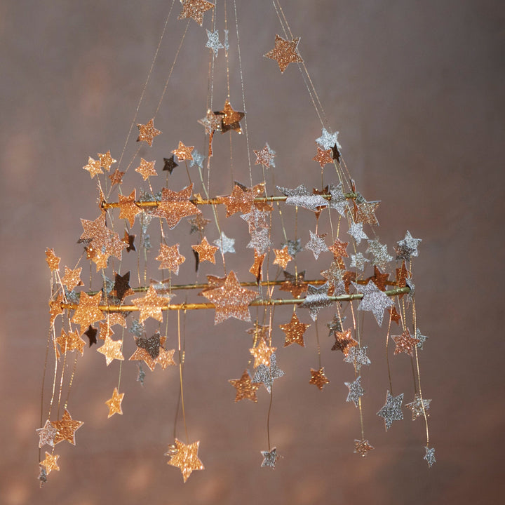 Gold Sparkle Star Chandelier Christmas Decoration | Meri Meri Christmas Decorations Party Decorations Gold Sparkle Star Chandelier Christmas Decoration