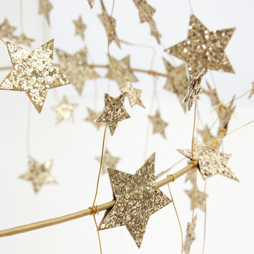 Gold Sparkle Star Chandelier Christmas Decoration | Meri Meri Christmas Decorations Party Decorations Gold Sparkle Star Chandelier Christmas Decoration