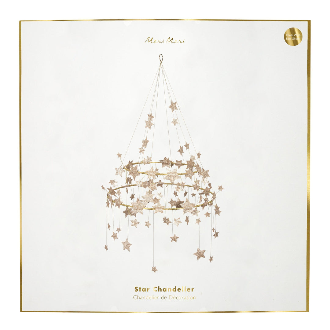 Gold Sparkle Star Chandelier Christmas Decoration | Meri Meri Christmas Decorations Party Decorations Gold Sparkle Star Chandelier Christmas Decoration