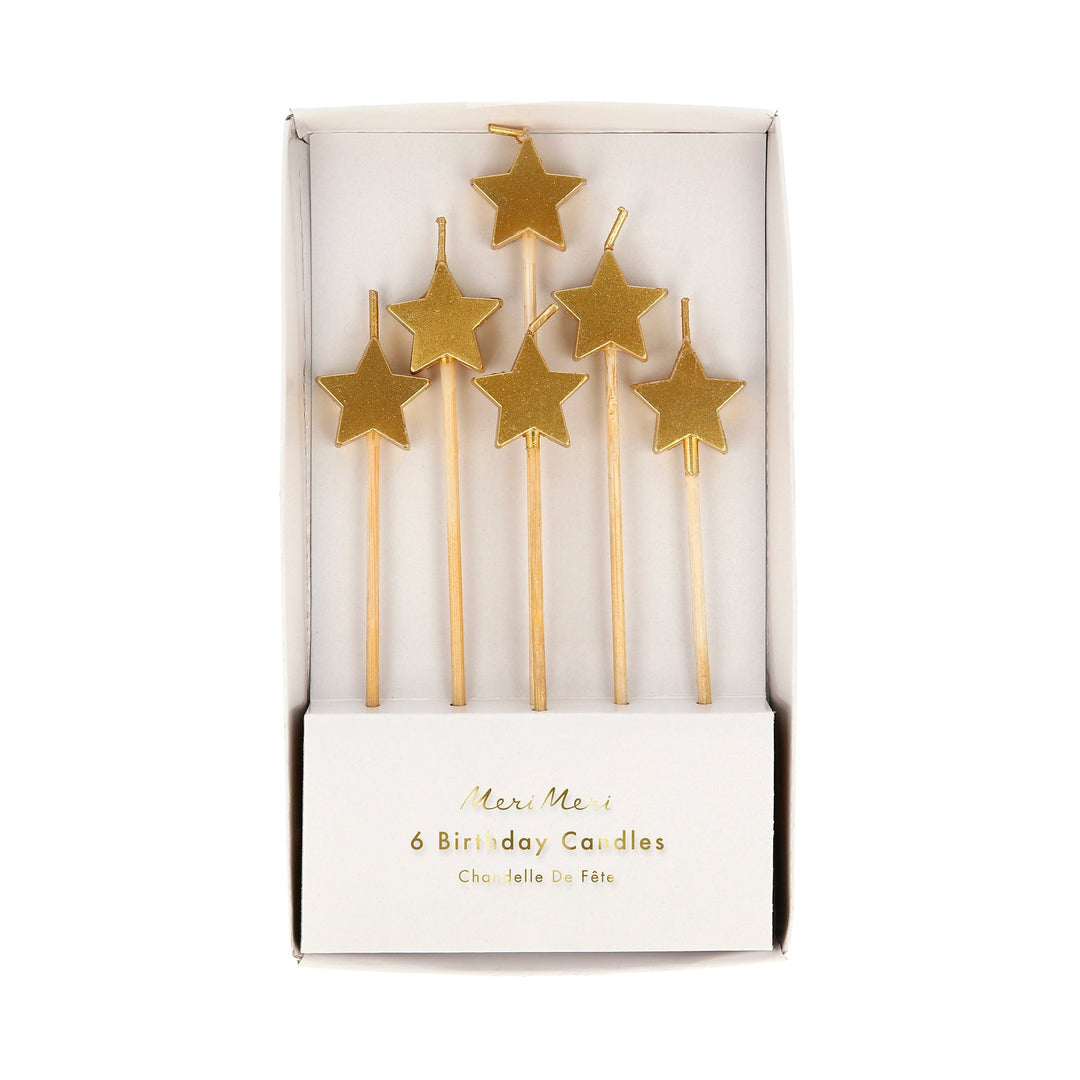 Gold Star Christmas Cake Candles x 6 | Meri Meri Christmas Cake Birthday Candles Gold Star Christmas Cake Candles x 6