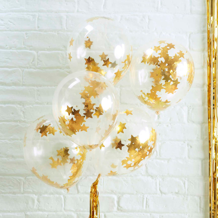 Balloons Gold Star Confetti Balloons