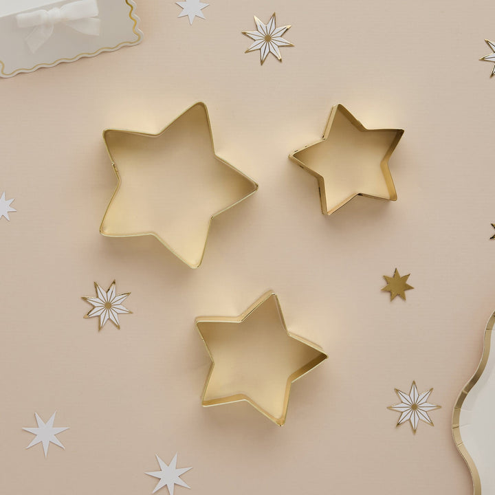 Gold Star Cookie Cutters x 3 | Hootyballoo Christmas Baking cookie cutter Gold Star Cookie Cutters x 3