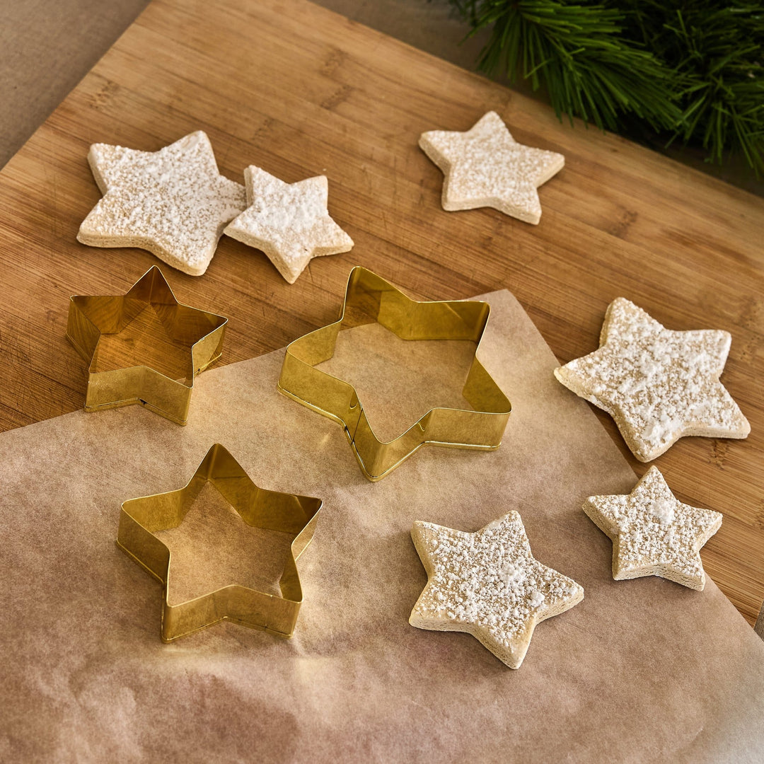 Gold Star Cookie Cutters x 3 | Hootyballoo Christmas Baking cookie cutter Gold Star Cookie Cutters x 3
