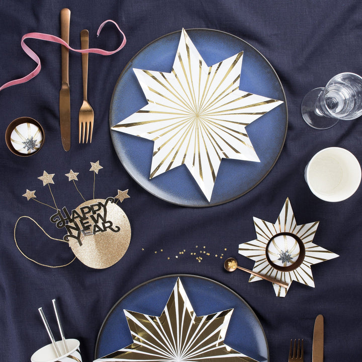 Gold Stripe Star Party Plates x 8 | Meri Meri Christmas Table party plates Gold Stripe Star Party Plates x 8