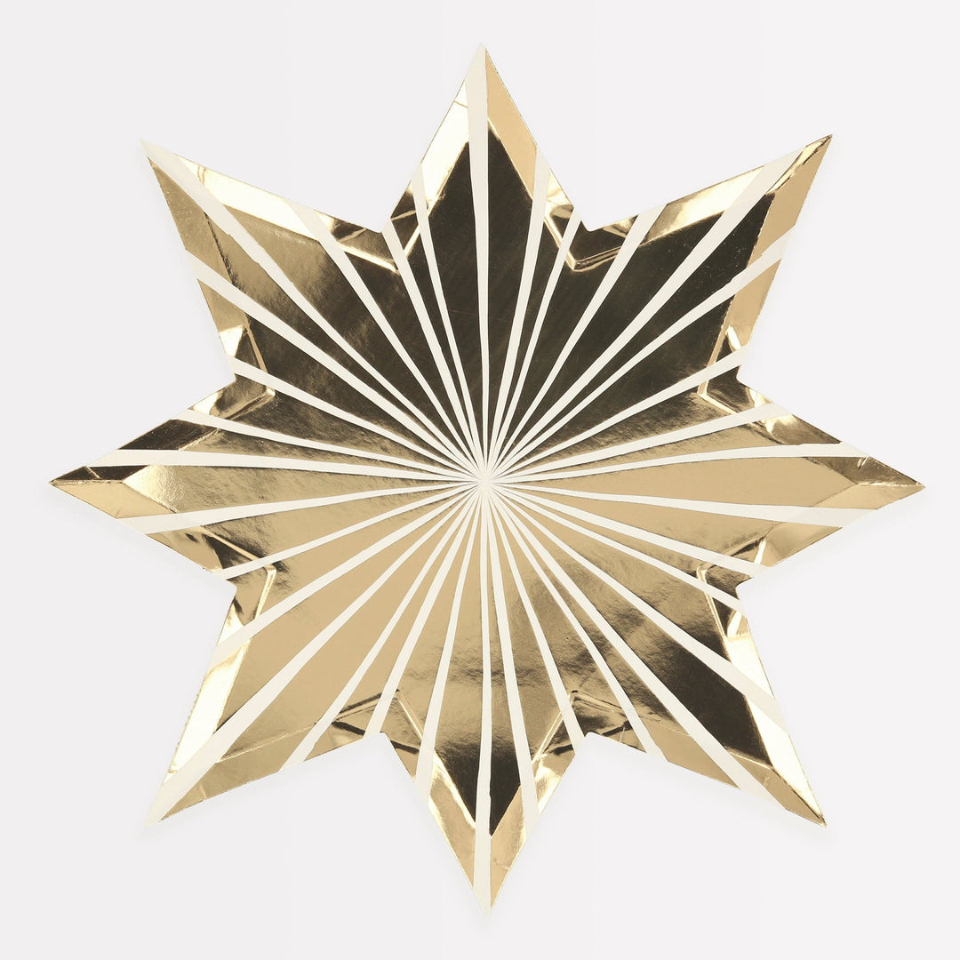 Gold Stripe Star Party Plates x 8 | Meri Meri Christmas Table party plates Gold Stripe Star Party Plates x 8