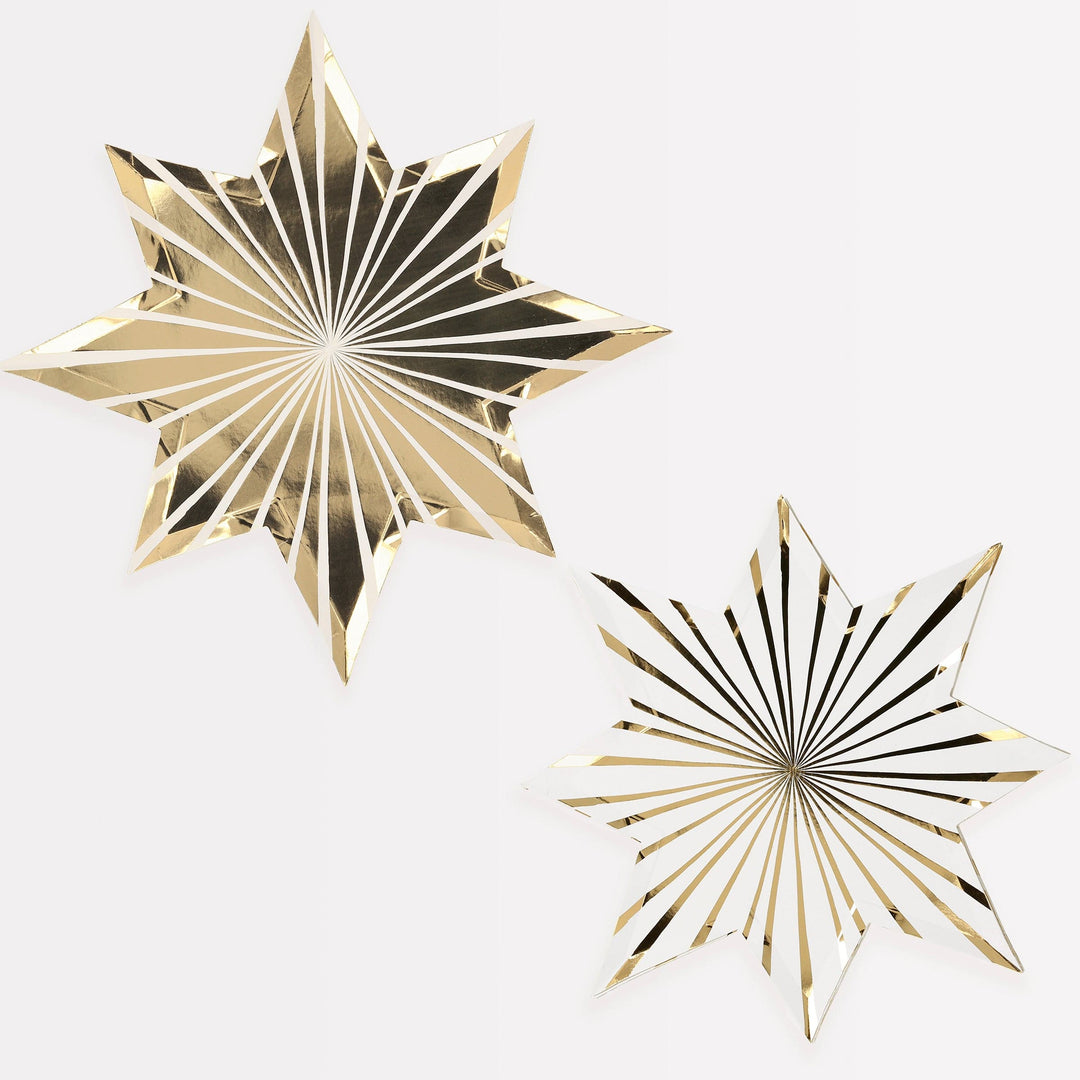 Gold Stripe Star Party Plates x 8 | Meri Meri Christmas Table party plates Gold Stripe Star Party Plates x 8