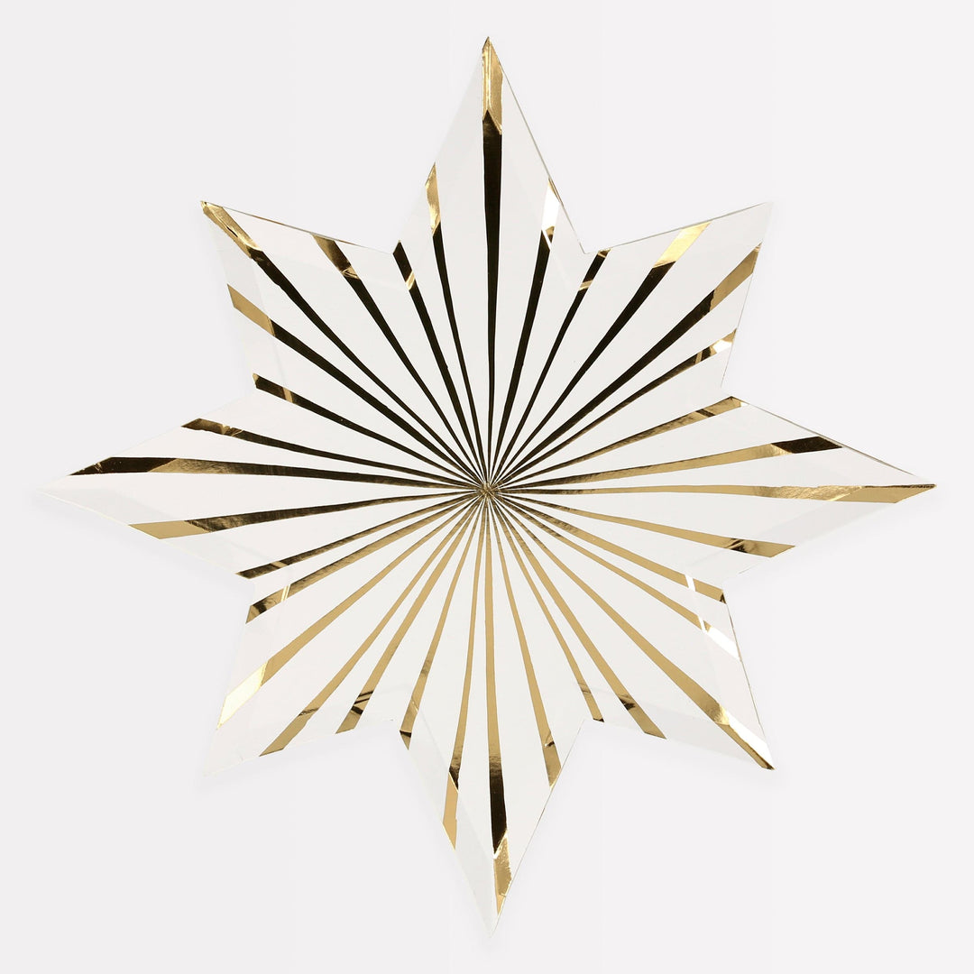 Gold Stripe Star Party Plates x 8 | Meri Meri Christmas Table party plates Gold Stripe Star Party Plates x 8