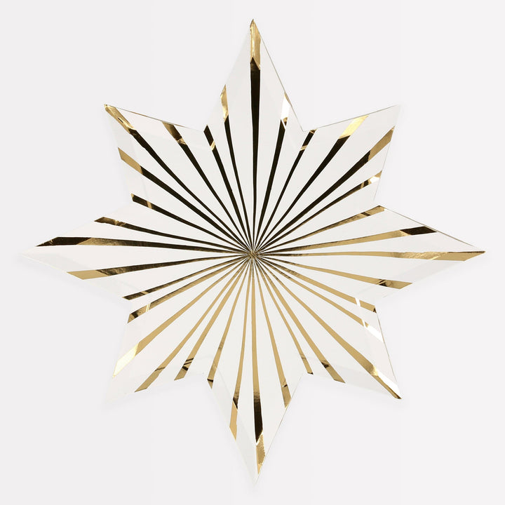 Gold Stripe Star Party Plates x 8 | Meri Meri Christmas Table party plates Gold Stripe Star Party Plates x 8
