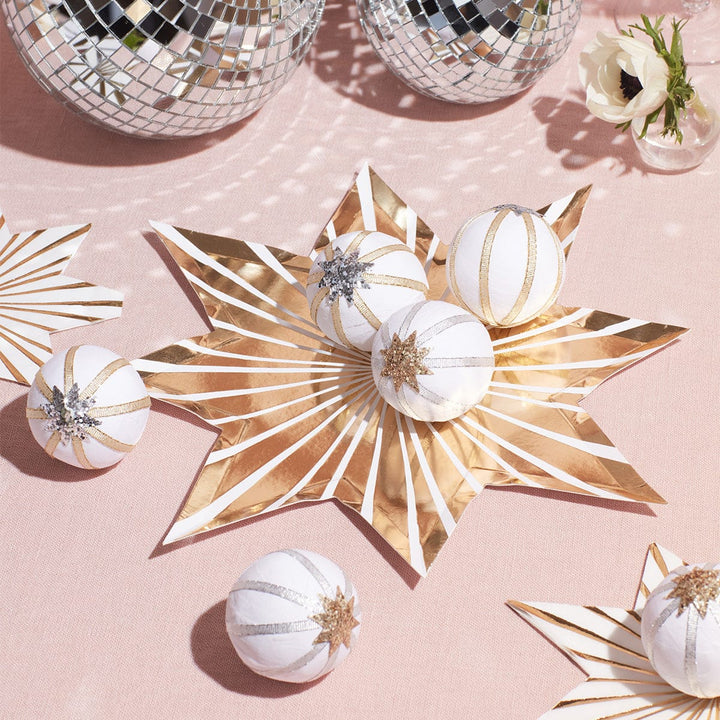 Gold Stripe Star Party Plates x 8 | Meri Meri Christmas Table party plates Gold Stripe Star Party Plates x 8