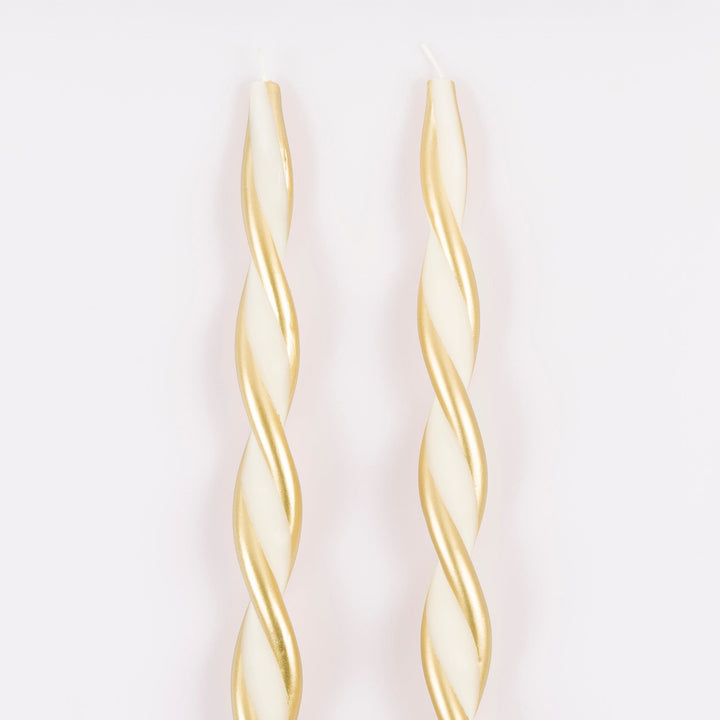 Gold Stripe Twist Christmas Candles x 2 | Meri Meri Christmas Candles Candle Gold Stripe Twist Christmas Candles x 2