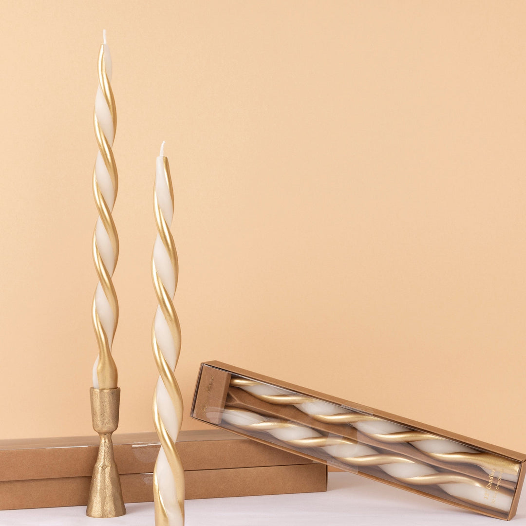 Gold Stripe Twist Christmas Candles x 2 | Meri Meri Christmas Candles Candle Gold Stripe Twist Christmas Candles x 2