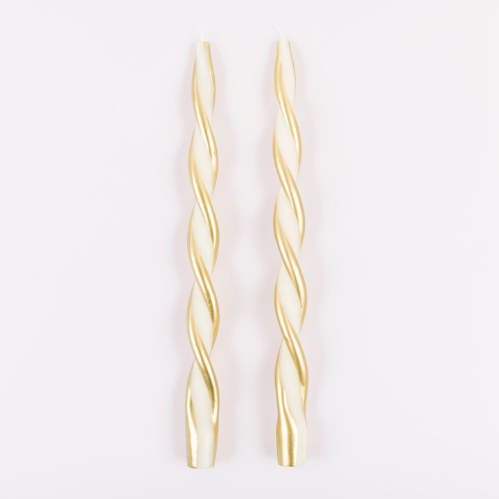 Gold Stripe Twist Christmas Candles x 2 | Meri Meri Christmas Candles Candle Gold Stripe Twist Christmas Candles x 2