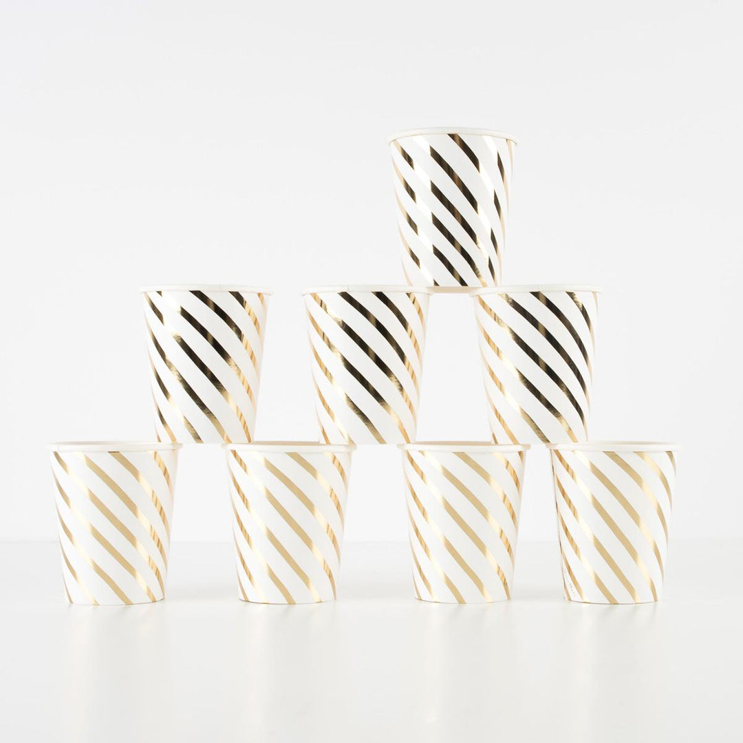 Gold Swirl Party Cups x 8 | Meri Meri party cups Gold Swirl Party Cups x 8