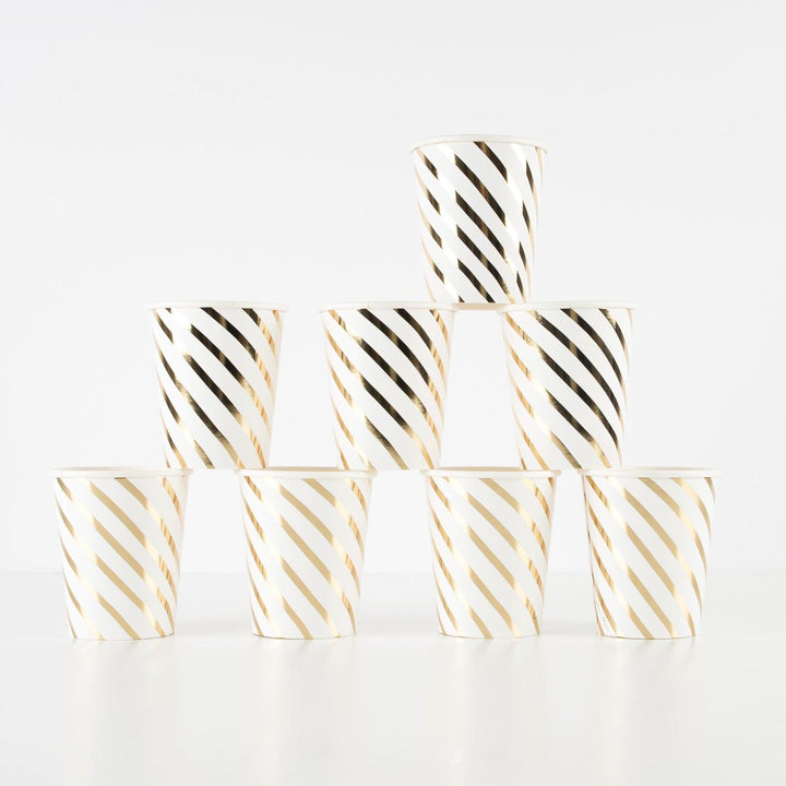 Gold Swirl Party Cups x 8 | Meri Meri party cups Gold Swirl Party Cups x 8