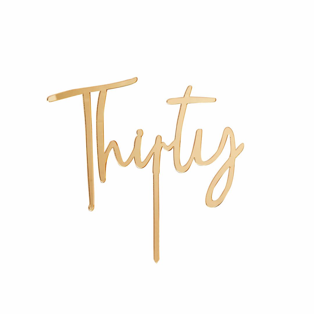 Gold Thirty Acrylic Cake Topper - 30th Birthday Cake Decor Cake Topper Gold Thirty Acrylic Cake Topper