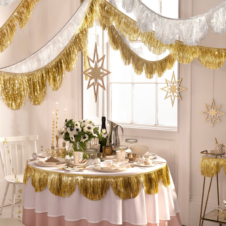 Gold Tinsel Scallop Christmas Garland | Meri Meri Christmas Garlands Bunting Gold Tinsel Scallop Christmas Garland