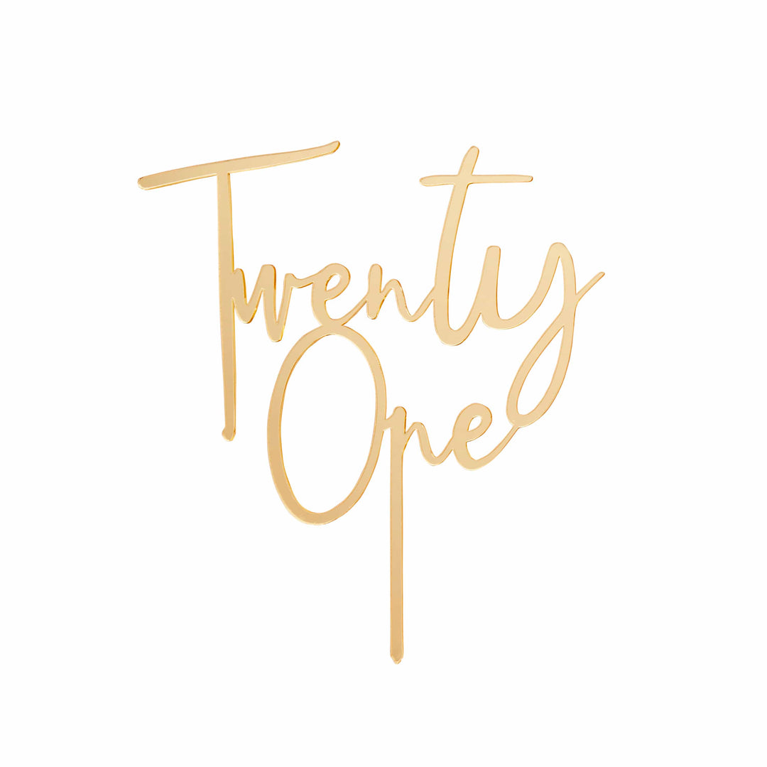 Gold Twenty One Acrylic Cake Topper - 21st Birthday Cake Topper Cake Topper Gold Twenty One Acrylic Cake Topper