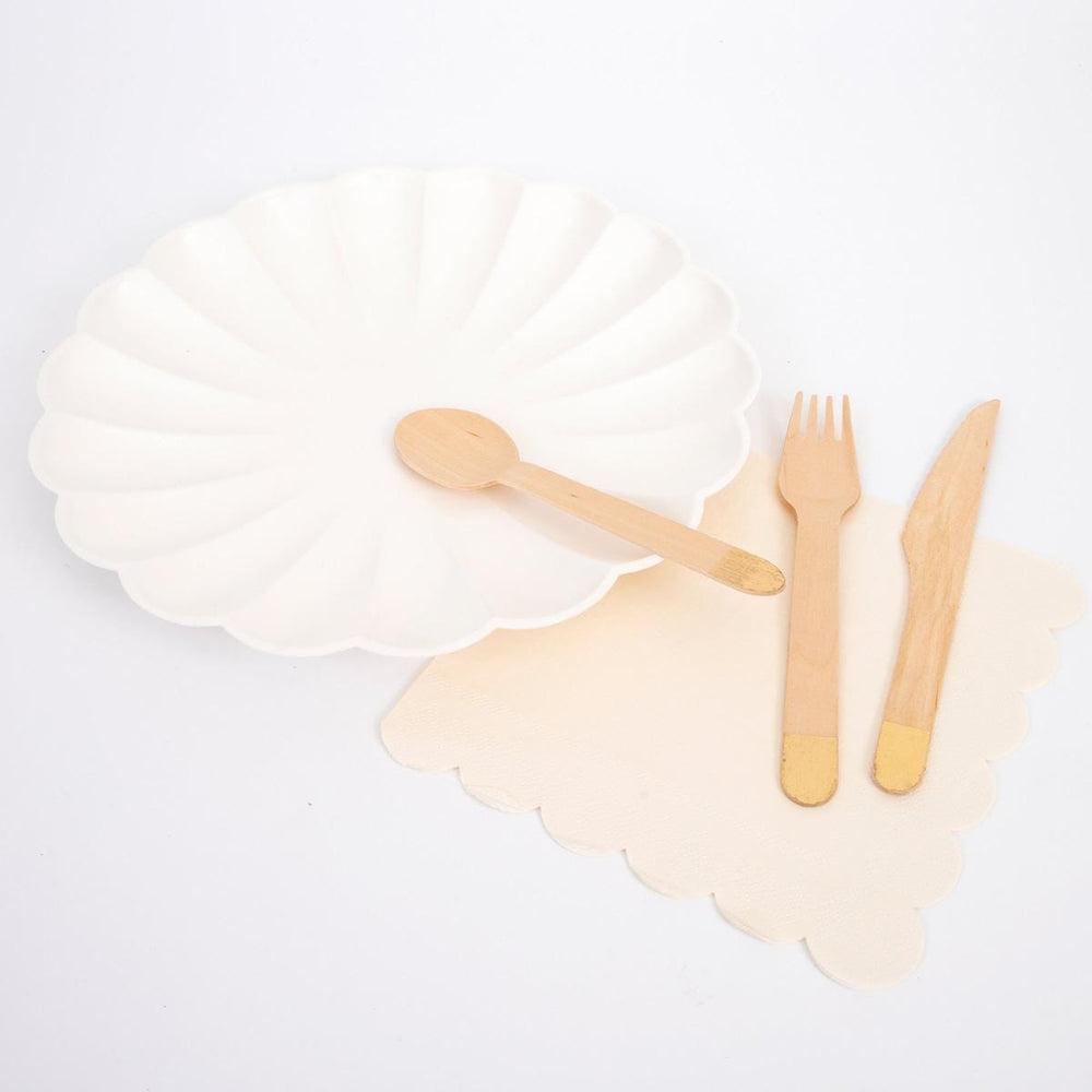 Gold Wooden Party Cutlery Set x 24 | Meri Meri Party Cutlery Gold Wooden Party Cutlery Set x 24