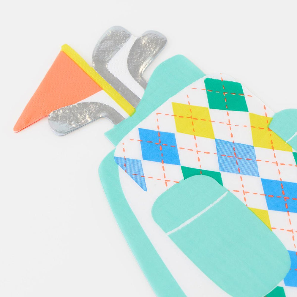 Golf Bag Shaped Party Napkins x 16 | Meri Meri party napkins Golf Bag Shaped Party Napkins x 16