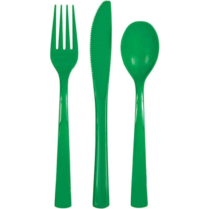 Green Party Cutlery (Pack of 18) Disposable Cutlery Green Party Cutlery (Pack of 18)