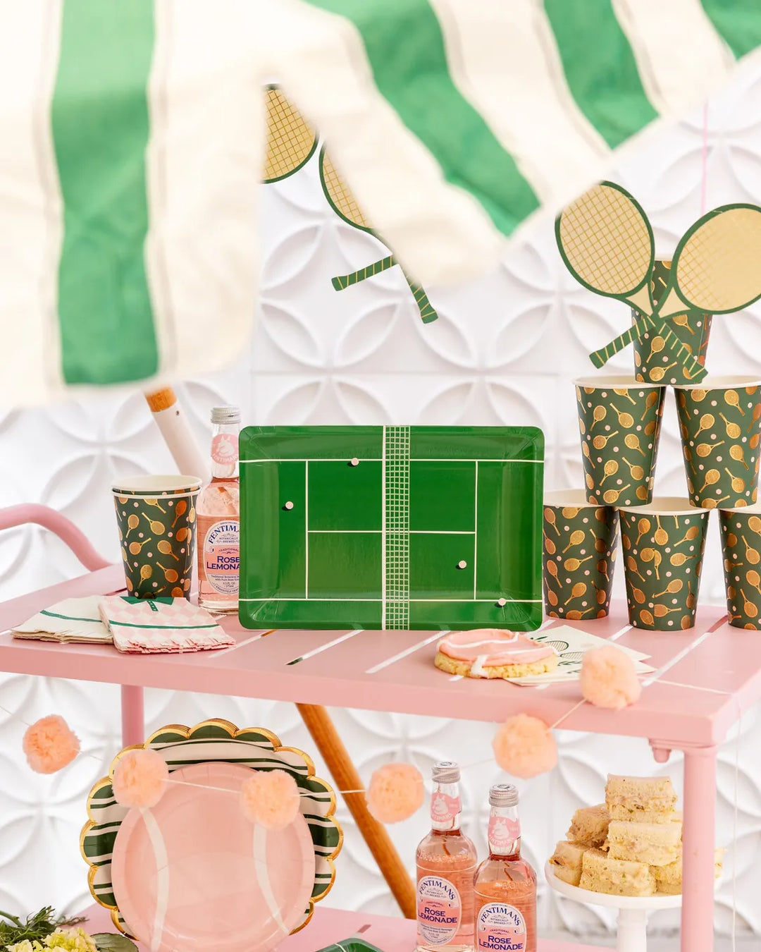 Green Stripe Scalloped Party Plates x 8 - My Mind&