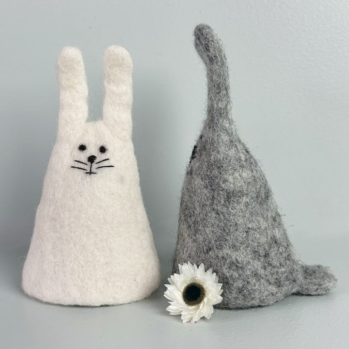 Grey Felt Rabbit Egg Cosy by East of India gift East of India Felt Rabbit Egg Cosy - Grey