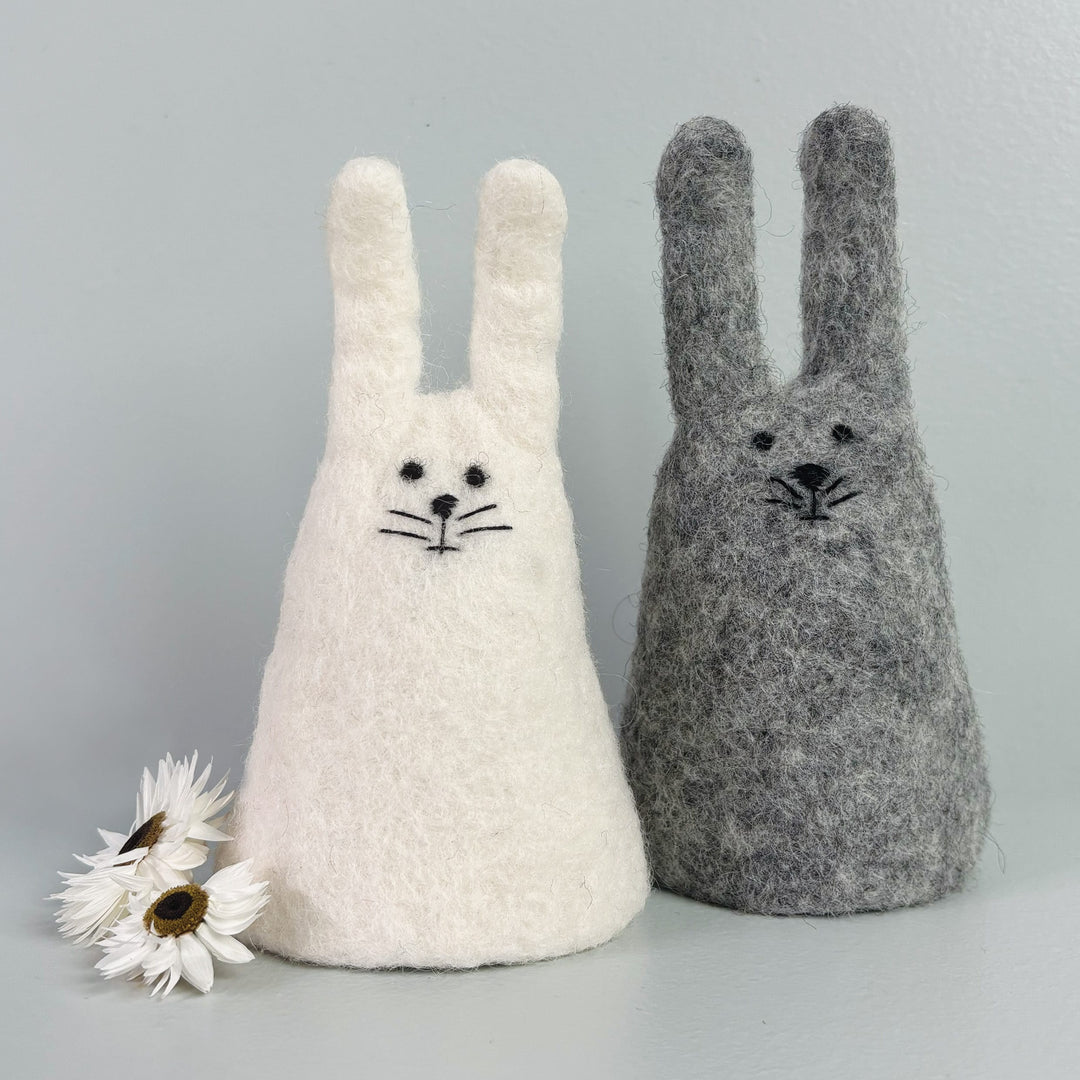 Grey Felt Rabbit Egg Cosy by East of India gift East of India Felt Rabbit Egg Cosy - Grey
