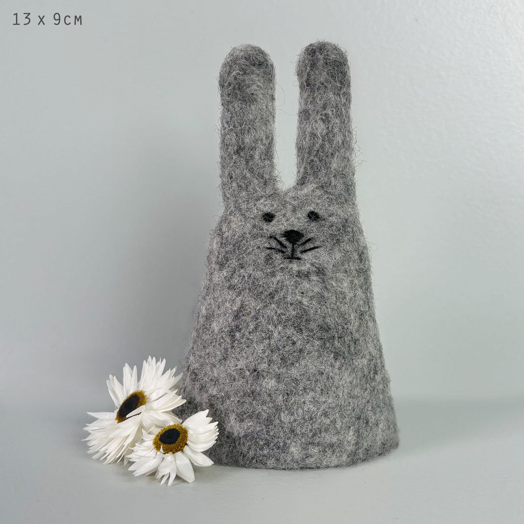Grey Felt Rabbit Egg Cosy by East of India gift East of India Felt Rabbit Egg Cosy - Grey