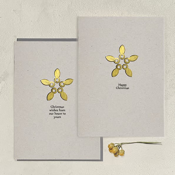 Grey Metal Star Christmas Card, Happy Christmas | East of India Greetings Card East of India Metal Star Christmas Card - Happy Christmas, Grey