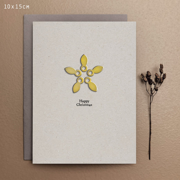 Grey Metal Star Christmas Card, Happy Christmas | East of India Greetings Card East of India Metal Star Christmas Card - Happy Christmas, Grey