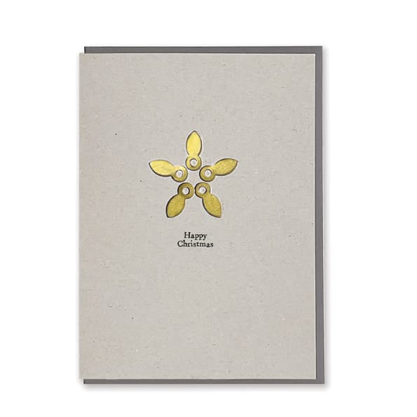 Grey Metal Star Christmas Card, Happy Christmas | East of India Greetings Card East of India Metal Star Christmas Card - Happy Christmas, Grey