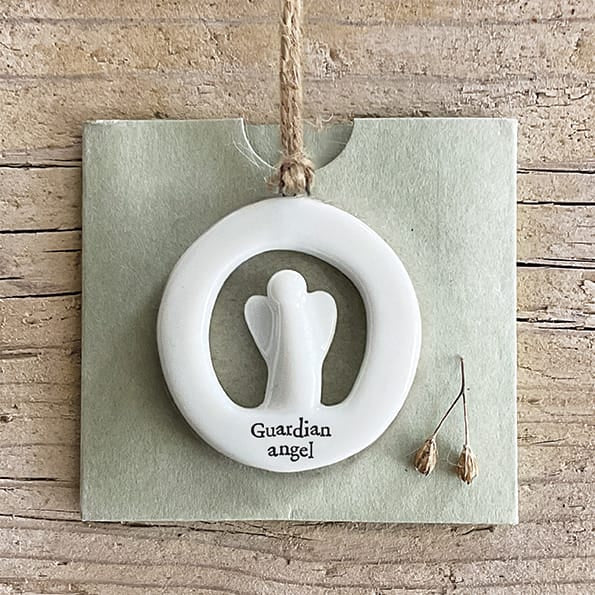 Guardian Angel Cut Out Porcelain Hanging Decoration | East of India Hanging Decoration East of India Cut Out Porcelain Hanging Decoration - Guardian Angel