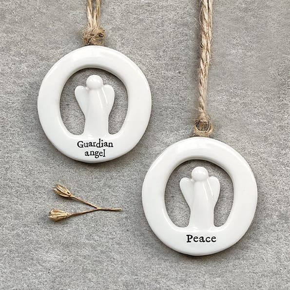 Guardian Angel Cut Out Porcelain Hanging Decoration | East of India Hanging Decoration East of India Cut Out Porcelain Hanging Decoration - Guardian Angel