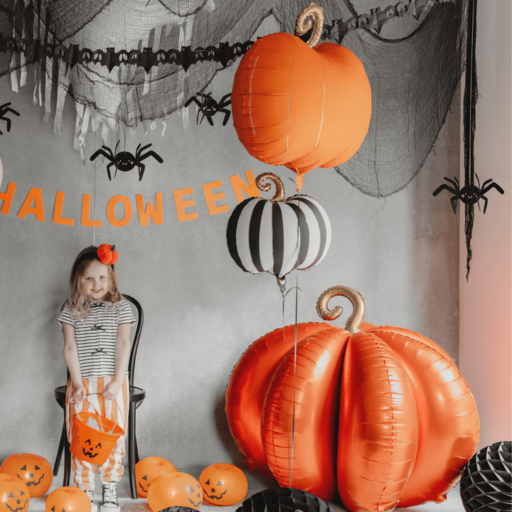 Halloween Balloons - Orange & Gold Pumpkin Foil Balloon (25 inch) Balloons Orange & Gold Pumpkin Foil Balloon (25 inch)