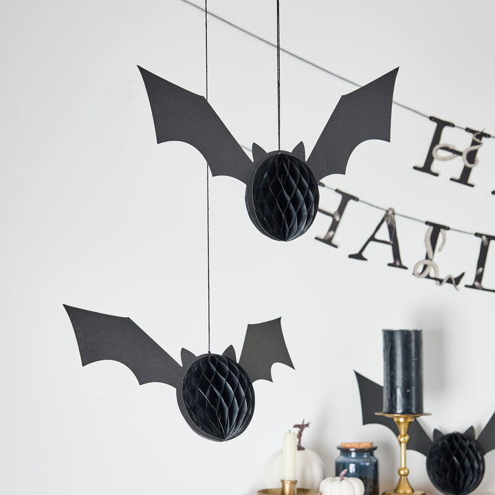 Halloween Bat Honeycomb Decorations x 3 | Halloween Party Supplies Party Decorations Halloween Bat Honeycomb Decorations x 3