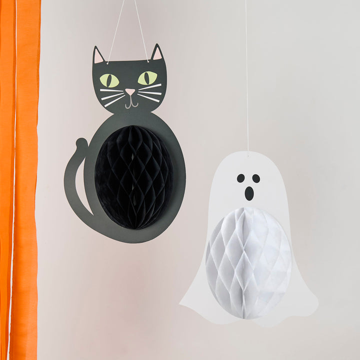 Halloween Cat &amp; Ghost Honeycomb Set Party Decorations Halloween Cat &amp; Ghost Honeycomb Set