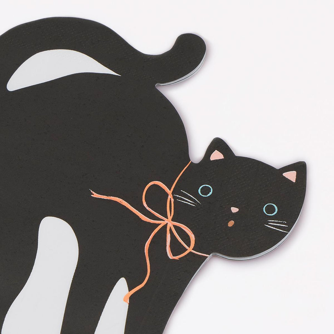 Halloween Cat Shaped Party Napkins x 16 party napkins Halloween Cat Shaped Party Napkins x 16