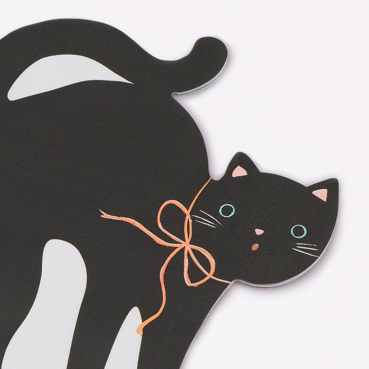 Halloween Cat Shaped Party Napkins x 16 party napkins Halloween Cat Shaped Party Napkins x 16