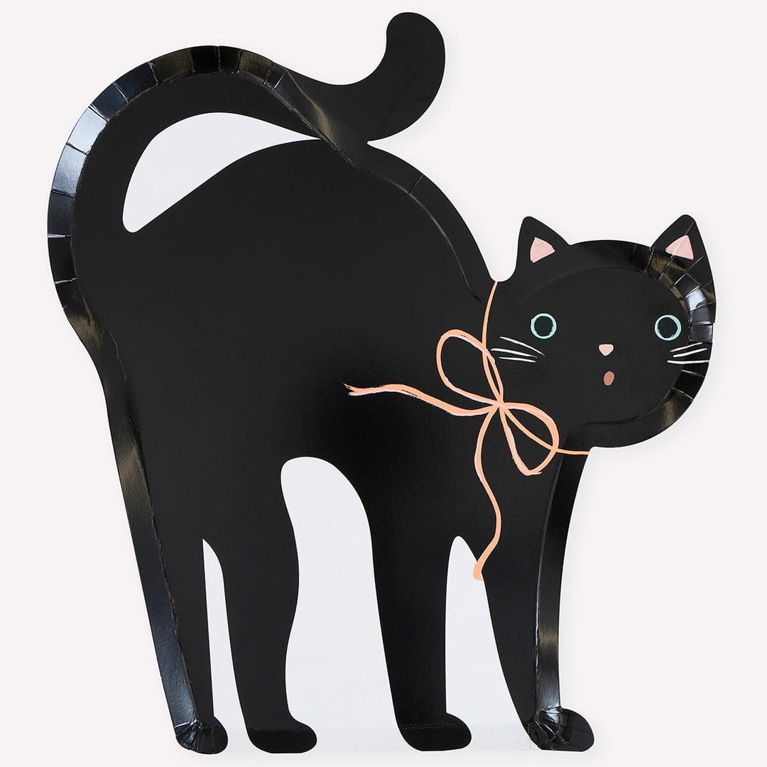 Halloween Cat Shaped Party Plates x 8 | Meri Meri party plates Halloween Cat Shaped Party Plates x 8