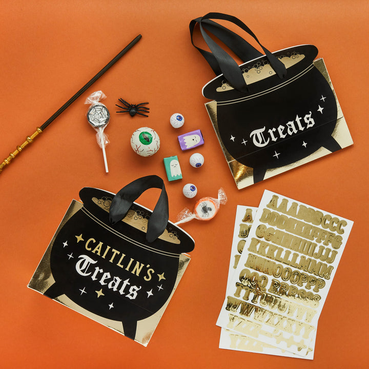 Halloween Cauldron Custom Party Bags x 4 Party Favours Halloween Cauldron Custom Party Bags x 4
