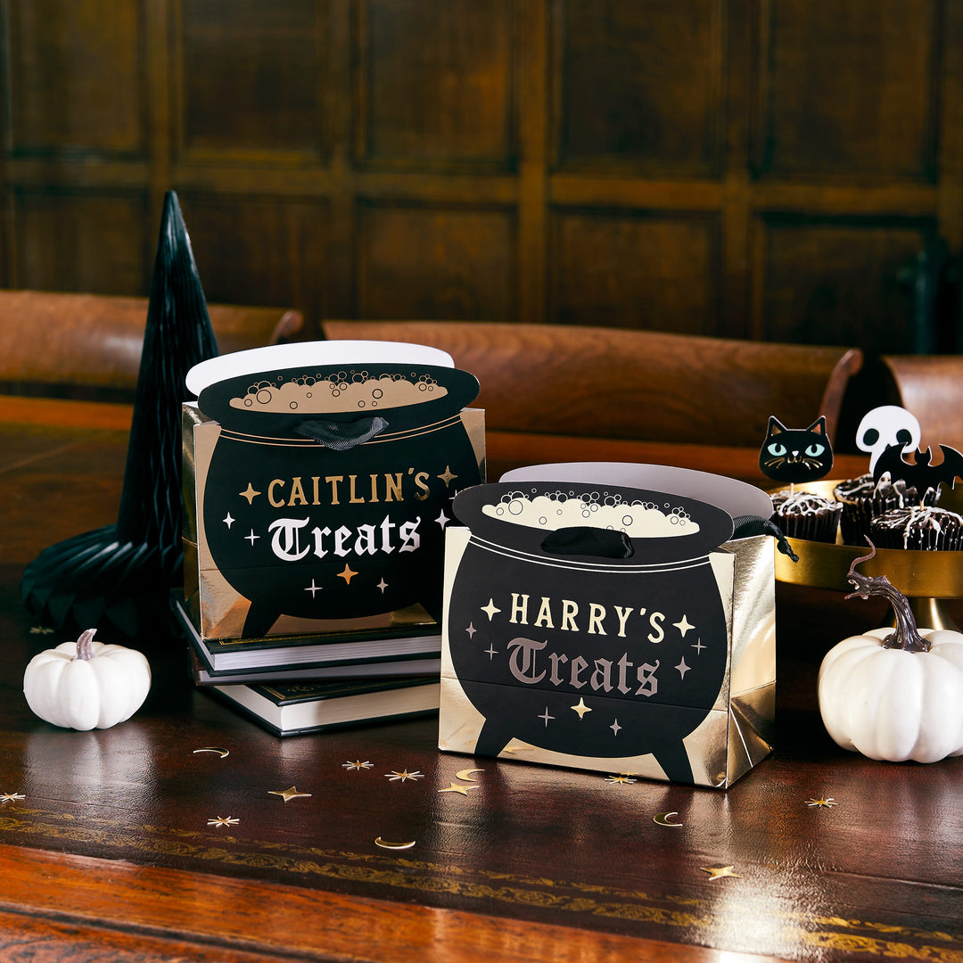 Halloween Cauldron Custom Party Bags x 4 Party Favours Halloween Cauldron Custom Party Bags x 4
