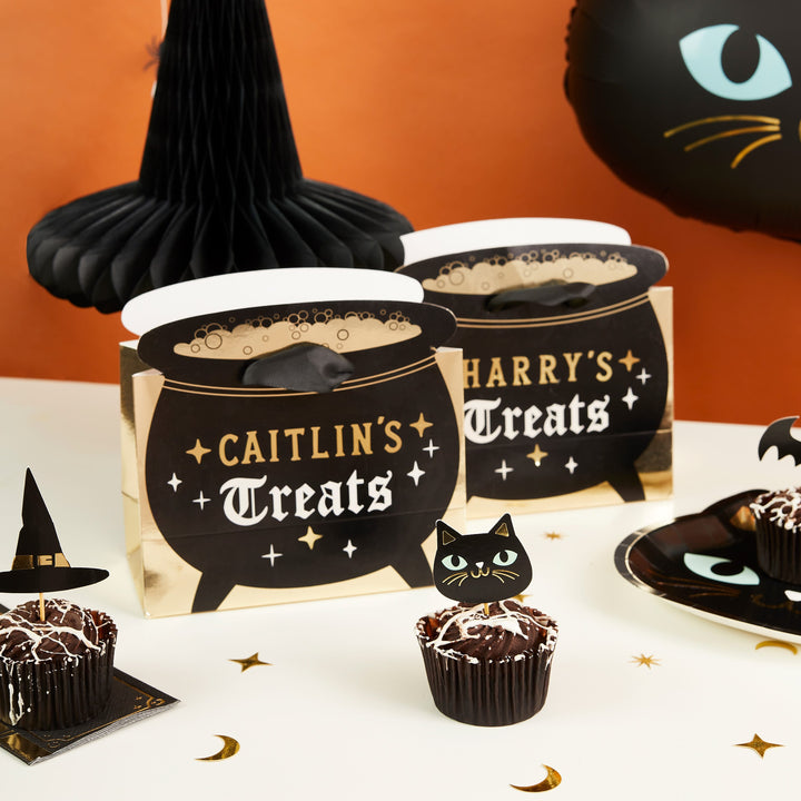 Halloween Cauldron Custom Party Bags x 4 Party Favours Halloween Cauldron Custom Party Bags x 4