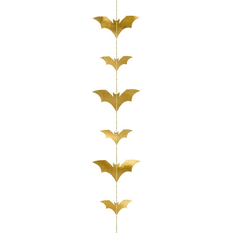 Halloween Decorations - Gold Bat Garland - 1.5m Bunting Gold Bat Garland - 1.5m