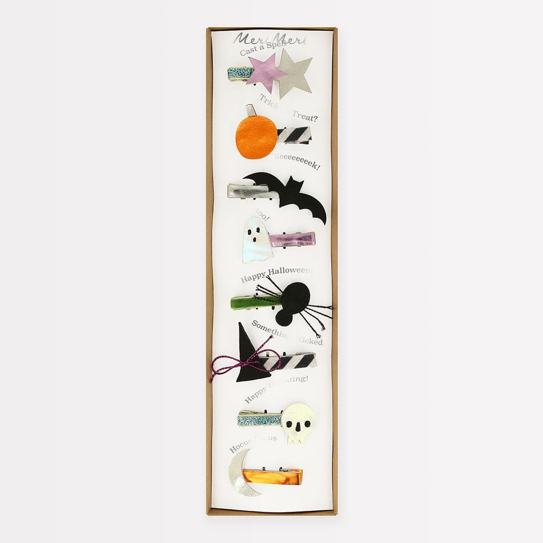 Halloween Icons Hair Clips x 8 | Meri Meri Halloween Party Party Accessories Halloween Icons Hair Clips x 8