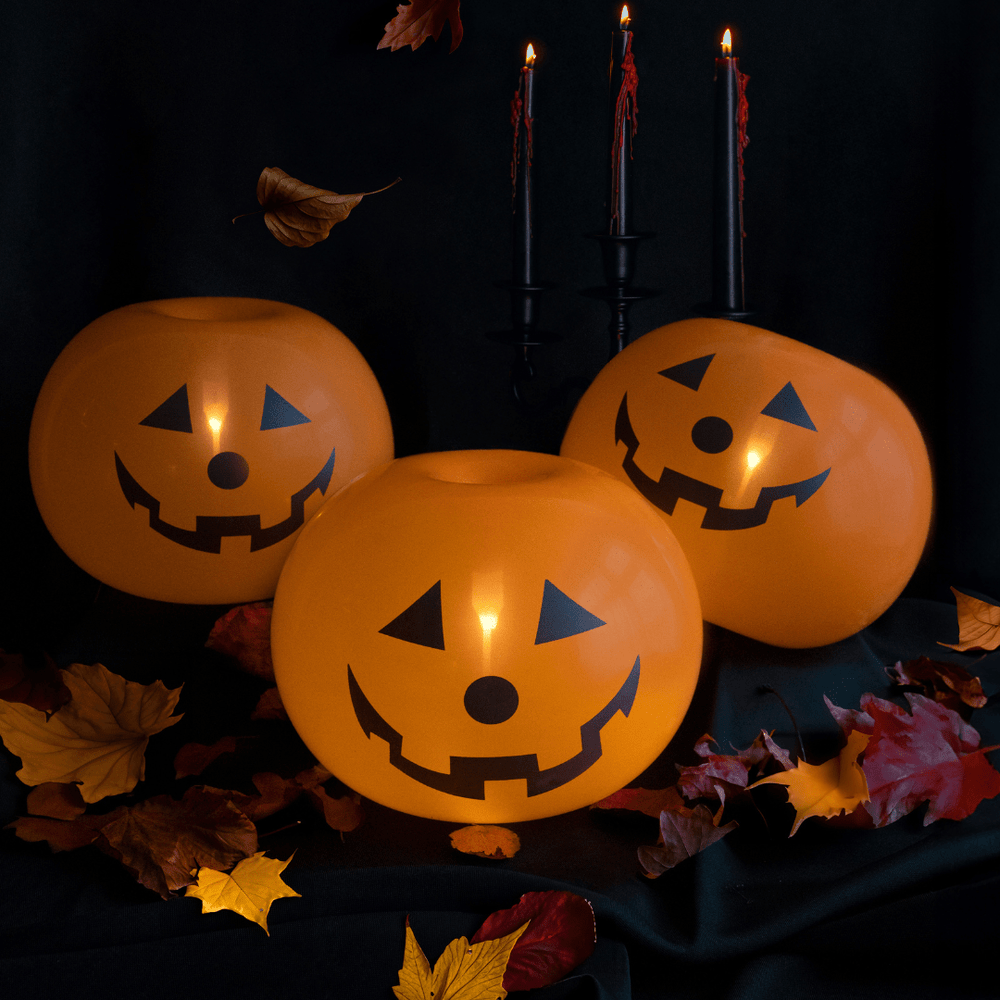 Halloween Party Balloons - 10 inch LED Light Up Pumpkin Latex Balloons x 5 Balloons 10 inch LED Light Up Pumpkin Latex Balloons x 5