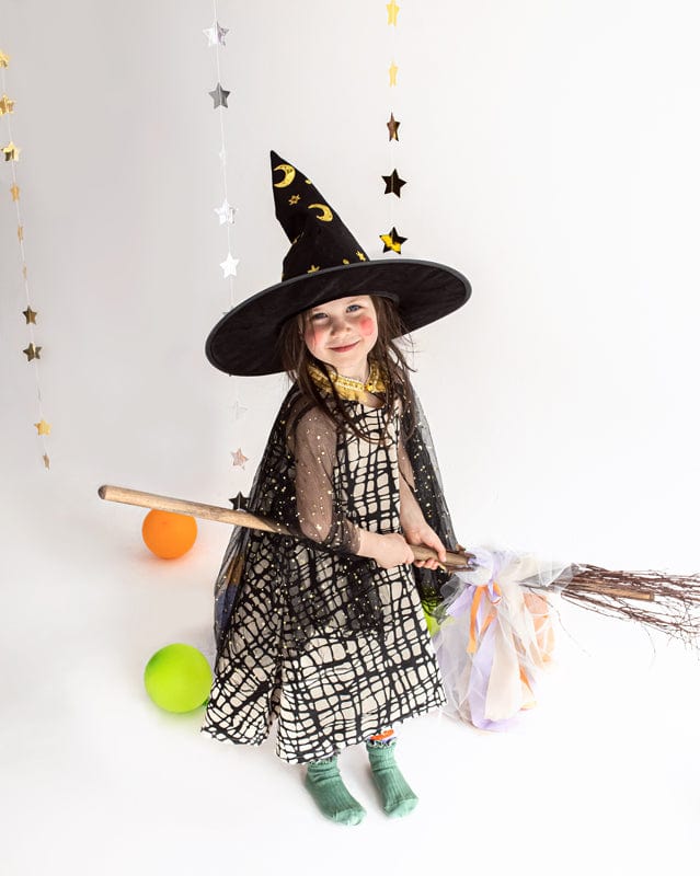 Halloween Party - Black Witch's Hat Party Supplies Black and Gold Witch's Hat