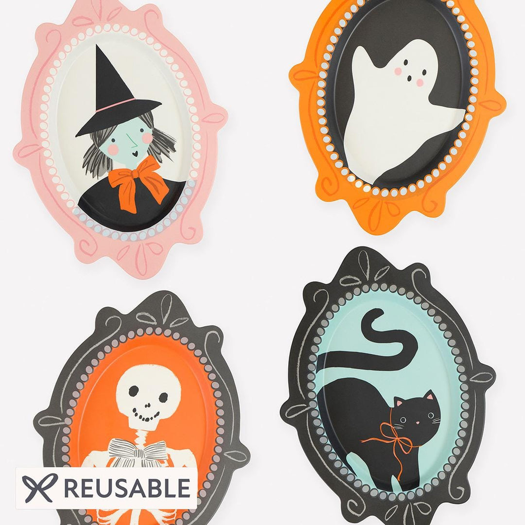 Halloween Portrait Reusable Party Plates x 4 - Meri Meri Party UK party plates Halloween Portrait Reusable Party Plates x 4