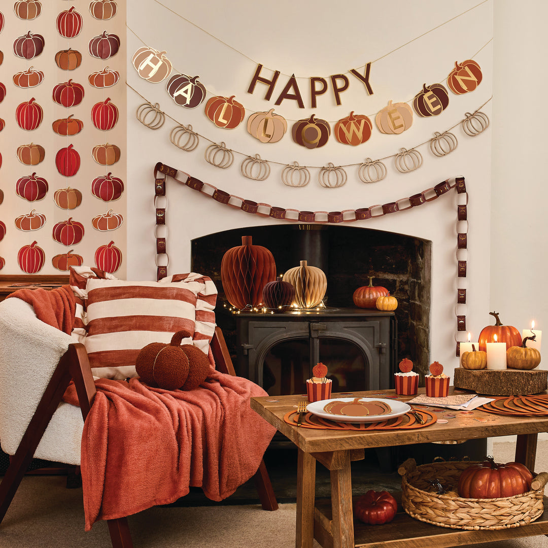 Halloween Pumpkin Paper Chains | Halloween Party Supplies UK Party Decorations Halloween Pumpkin Paper Chains - 48 Pack