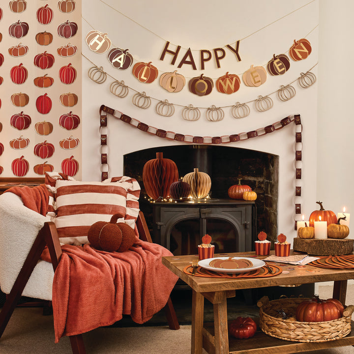 Halloween Pumpkin Paper Chains | Halloween Party Supplies UK Party Decorations Halloween Pumpkin Paper Chains - 48 Pack