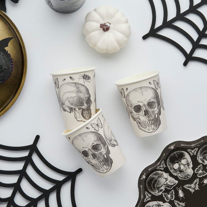 Halloween Skull Paper Cups x 8 | Halloween Party Supplies UK Disposable Cups Halloween Skull Paper Cups x 8